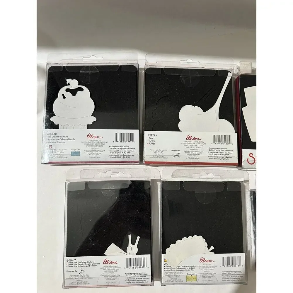 Sizzix Dies Lot Of 6 Ice Cream Tree Envelope Animal Dress Up Firefighter Rooster